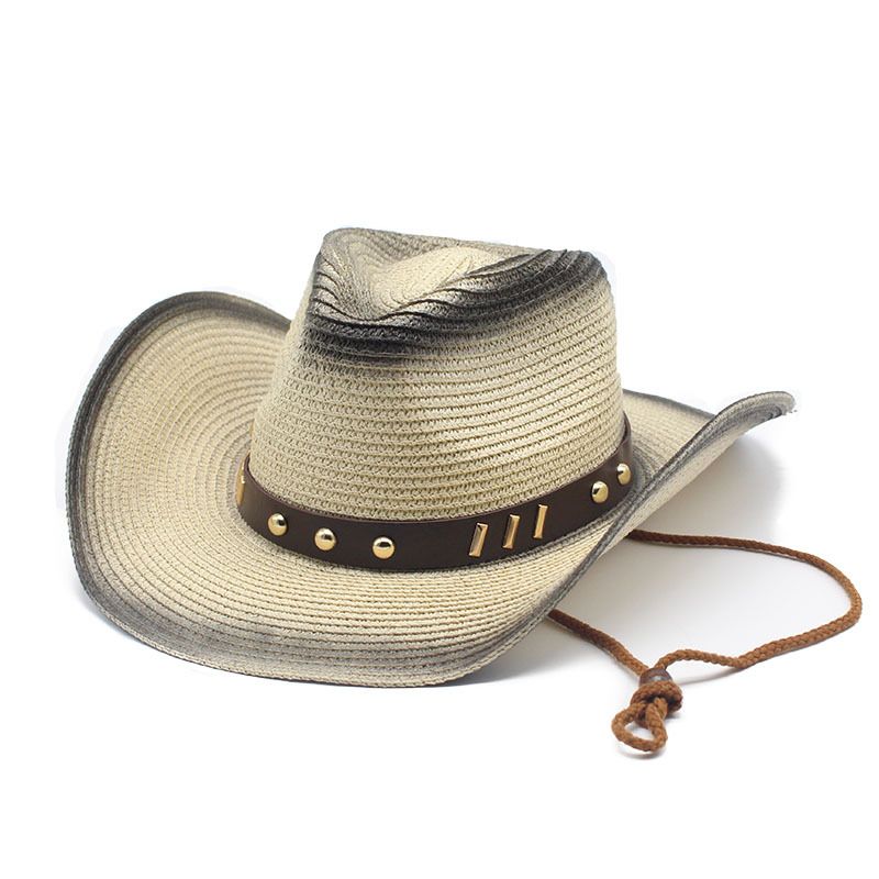 2022 Spring/Summer Western Seaside Sunscreen Beach New Men's and Women's Outdoor Painted Cowboy Straw Sunshade Hat_voghion.com