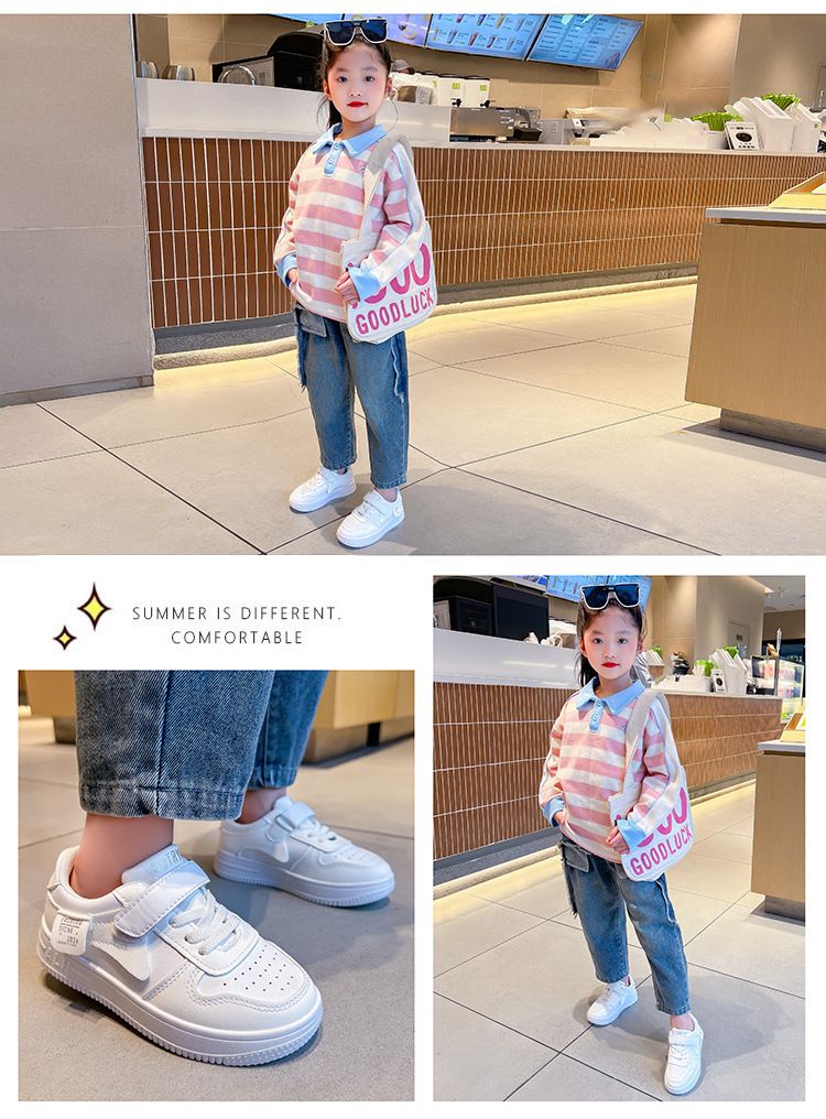 Kids' Shoes Spring And Autumn New Casual All Match Children's Sneakers Velcro Soft Soled White Shoes Boys' Sports Shoes_voghion.com