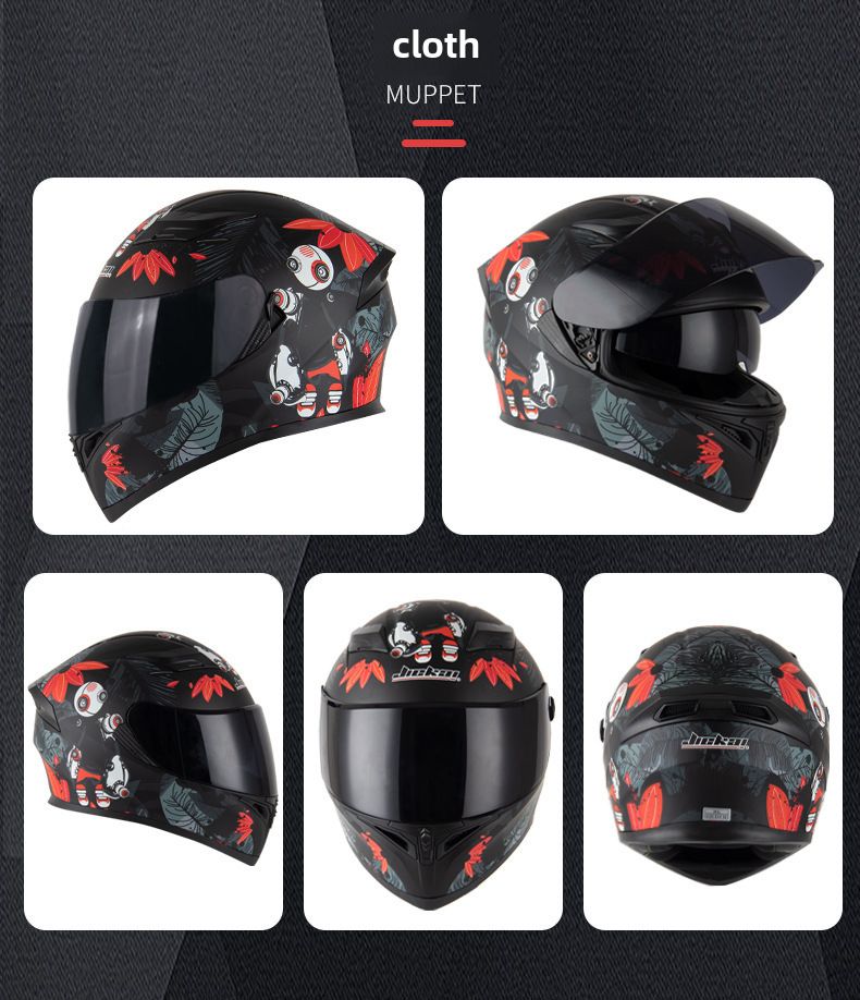 Doppellinsen-Motorradhelm Herren-Trailrunning-Helm Elektrischer Damen-Winter-Vollschutzhut-Integralhelm_voghion.com