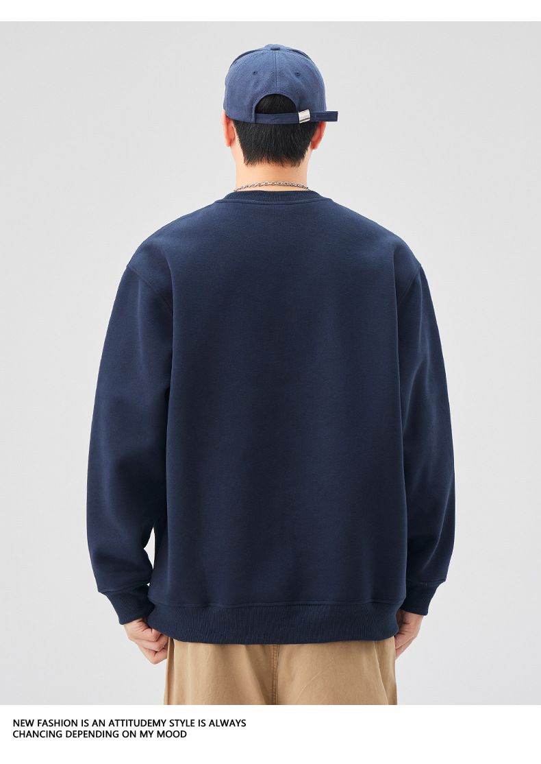 Men's 420GSM Heavyweight Crewneck Sweatshirt – Oversized American Streetwear Pullover With Minimalist Print For Casual & Urban Style_voghion.com