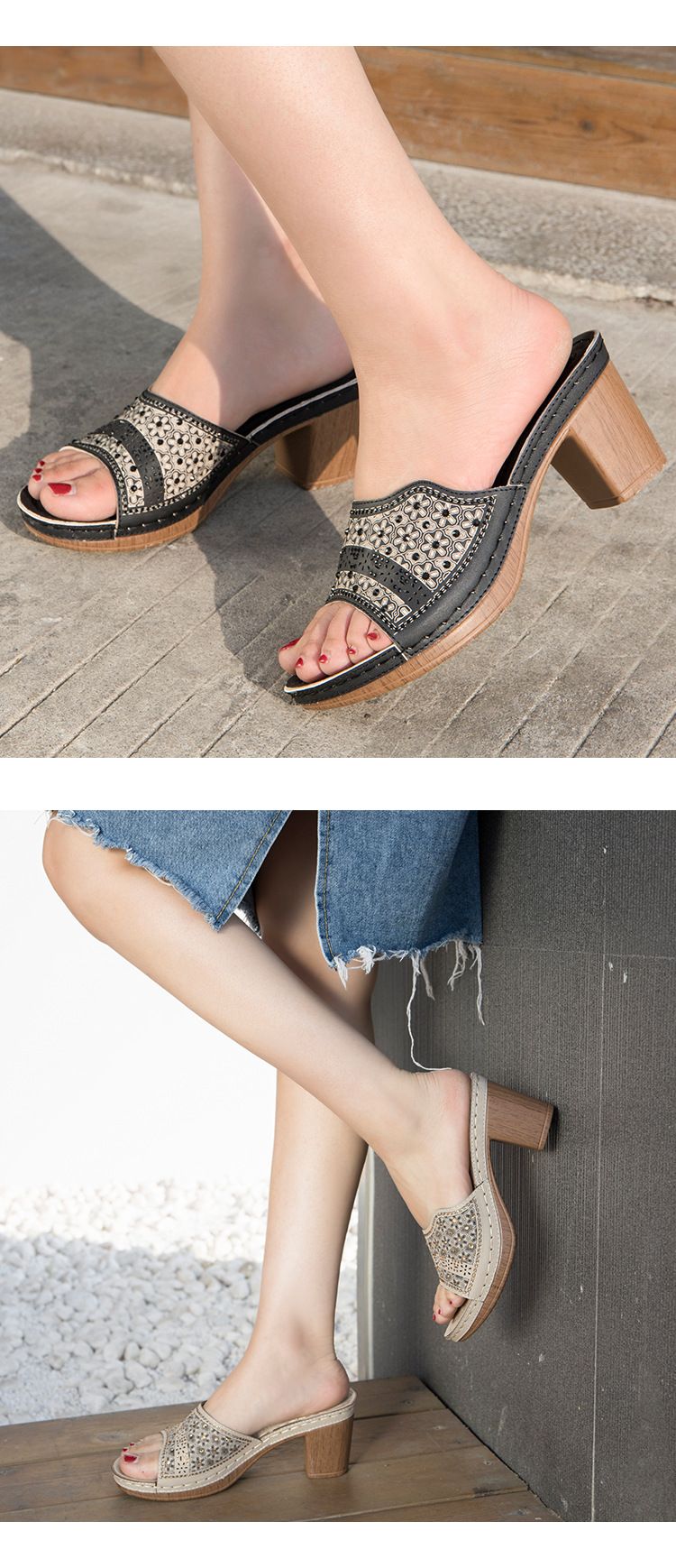 Sommer Neue High Heels Ethnische Feng Shui Diamant Dicke Ferse Totem frauen Sandalen Bequeme Hausschuhe Große_voghion.com