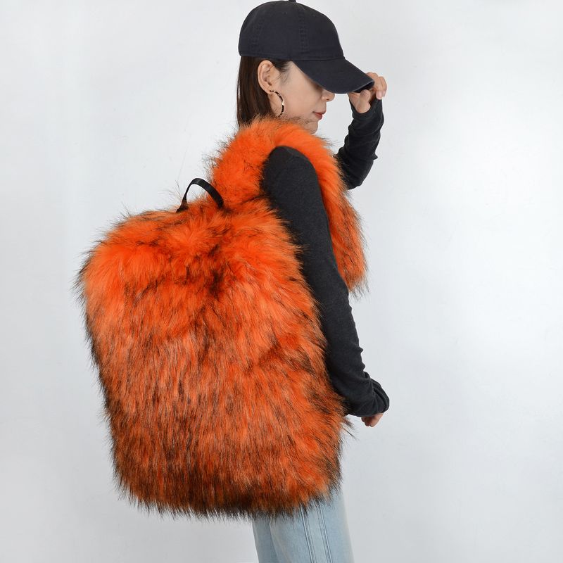 Kunstpelz-Rucksack für Damen und Herren – Übergroßer Reiserucksack mit flauschigem Plüschdesign, großem Fassungsvermögen, Reißverschluss, mehreren Farben für den Alltag_voghion.com