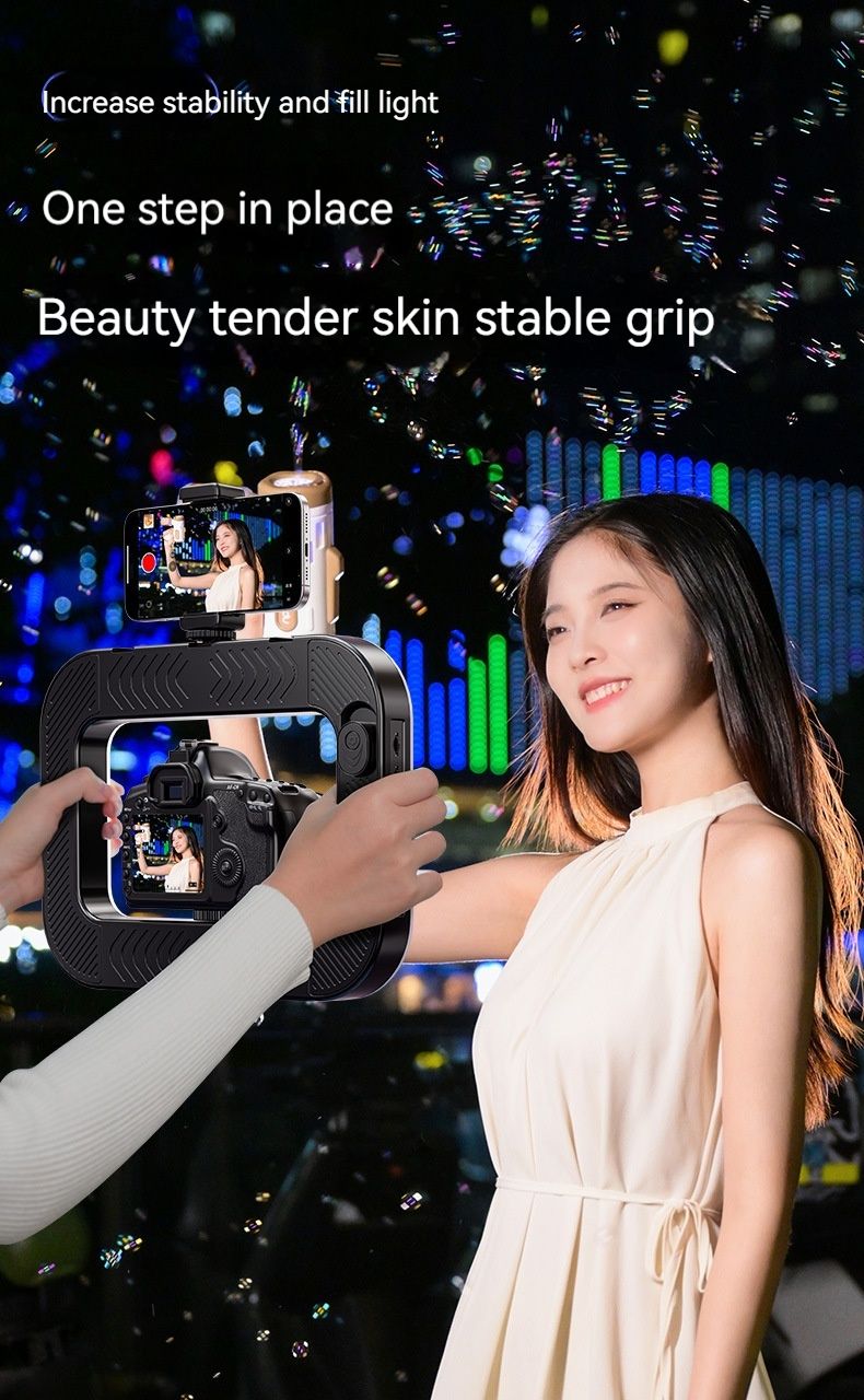 3-Color Dimming, Ring Rabbit Cage Fill Live Broadcast Photography Light With Bluetooth Selfie Reverse Charging_voghion.com