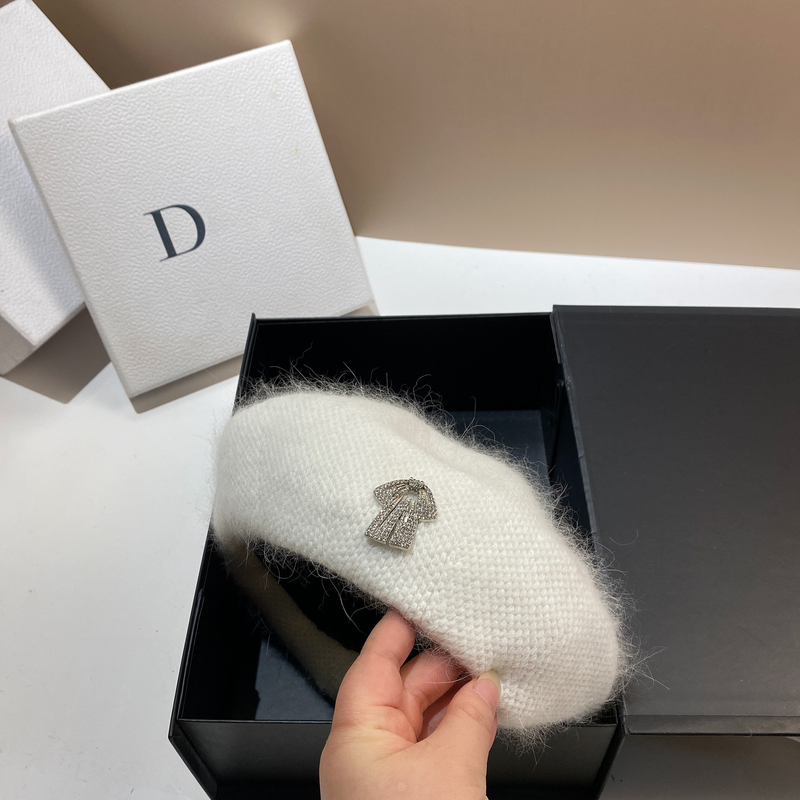 Originelles Design mit eingelegter Diamantschleife, Malermütze, Herbst/Winter, koreanisches Internet, rot, alles niedlich, im Alter von Kaninchenhaaren, Baskenmütze für Mädchen_voghion.com