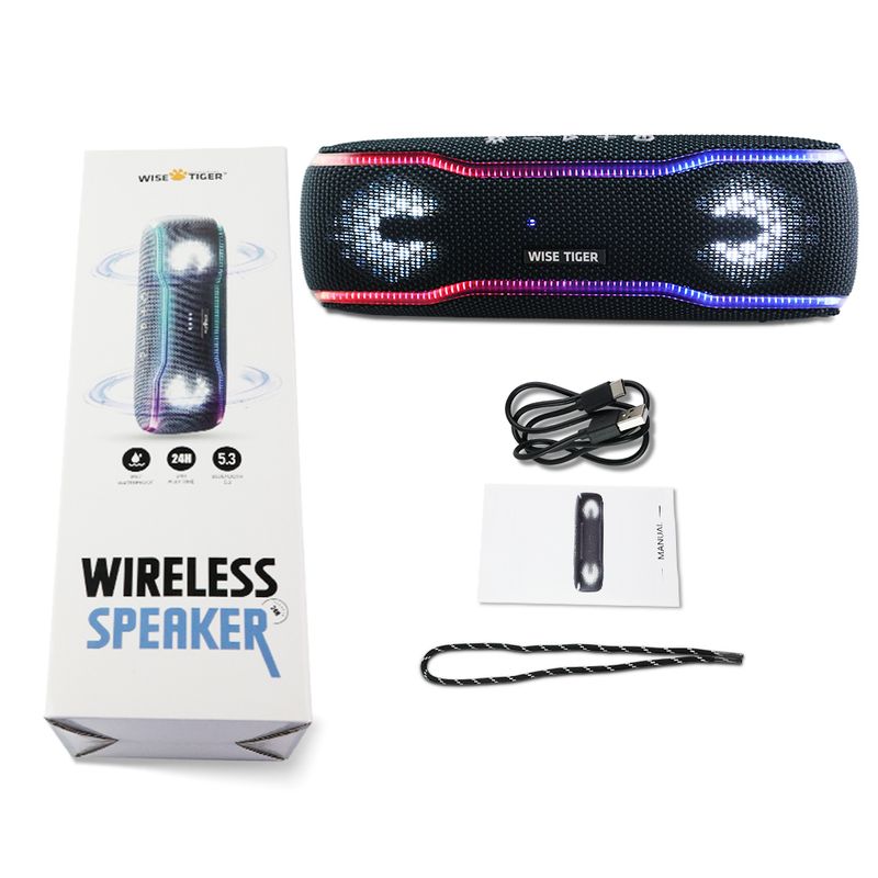 1SETIGER Outdoor Portable IPX7 Waterproof Sound Box BT5.3 Louderspeaker Stereo With 25W Colorful Light Surround Speaker_voghion.com