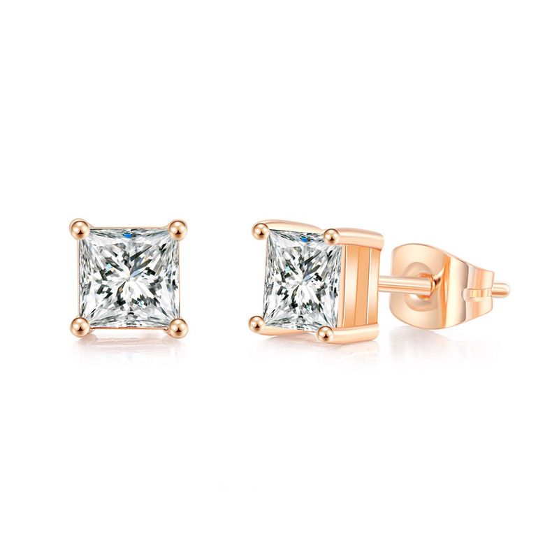 Popolari orecchini quadrati in zircone, classici orecchini versatili con diamante singolo placcato in rame e accessori_voghion.com