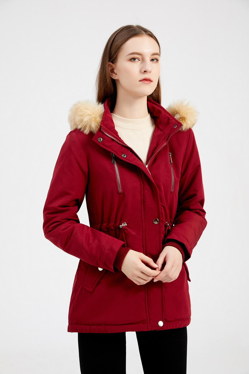 Cappotto imbottito in lana d'agnello spesso da donna, cappotto imbottito ampio, cappello staccabile e giacca in pile_voghion.com