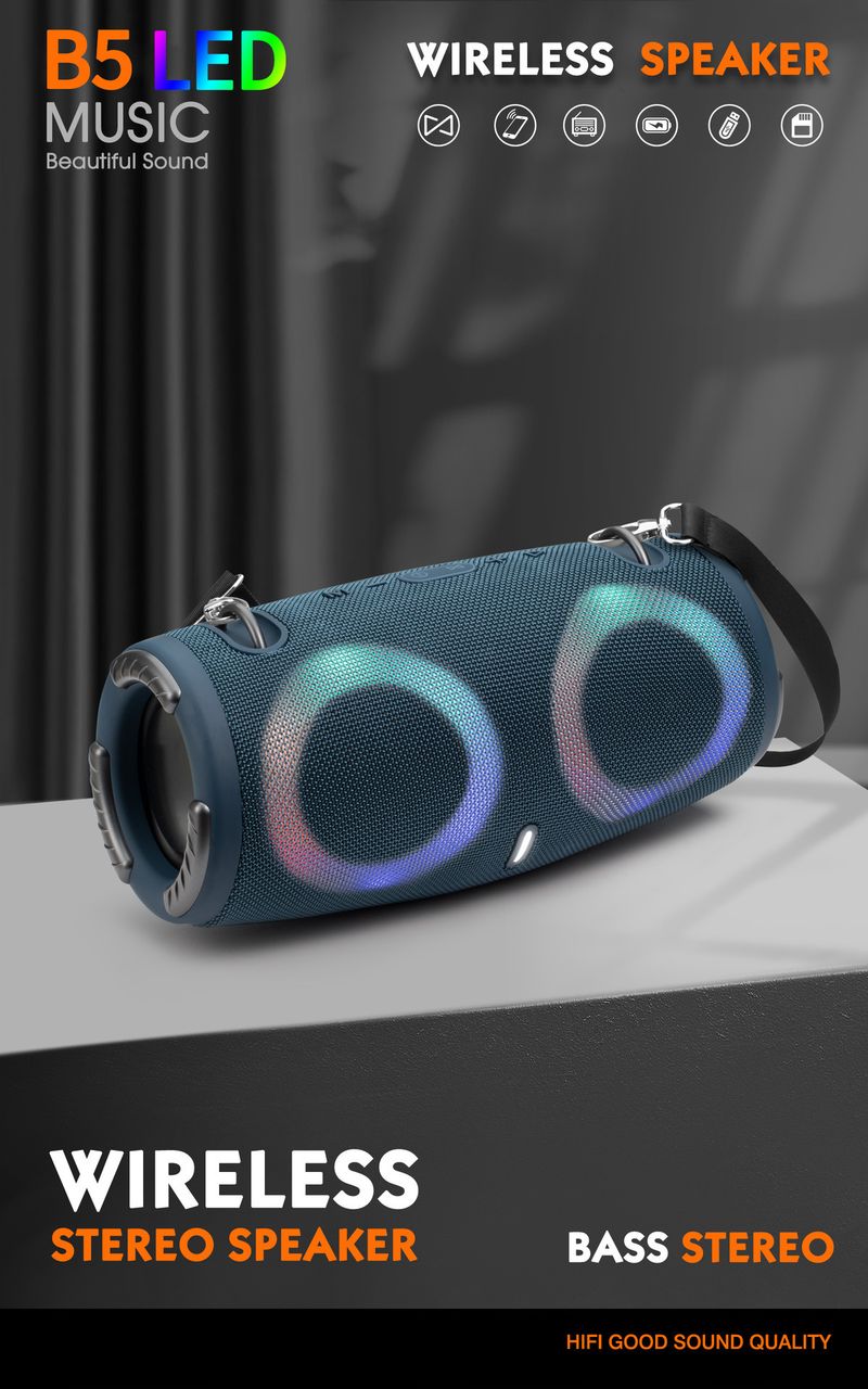 MINI-XTREME3RGB Draagbare War Drum Bluetooth-luidspreker met coole sfeerverlichting, geschikt voor buitenactiviteiten_voghion.com