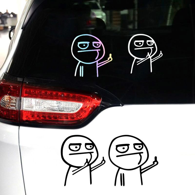 autocollants chauds moqueurs mépris drôle doigt d'honneur personnalité dessin animé saccage bandes dessinées autocollants de voiture autocollants réfléchissants de carrosserie de voiture_voghion.com
