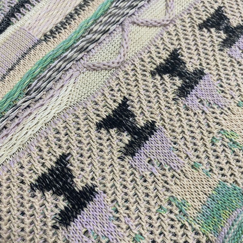 Maglione girocollo lavorato a maglia in stile etnico a contrasto vintage, con ritratto, in jacquard, taglia grande_voghion.com