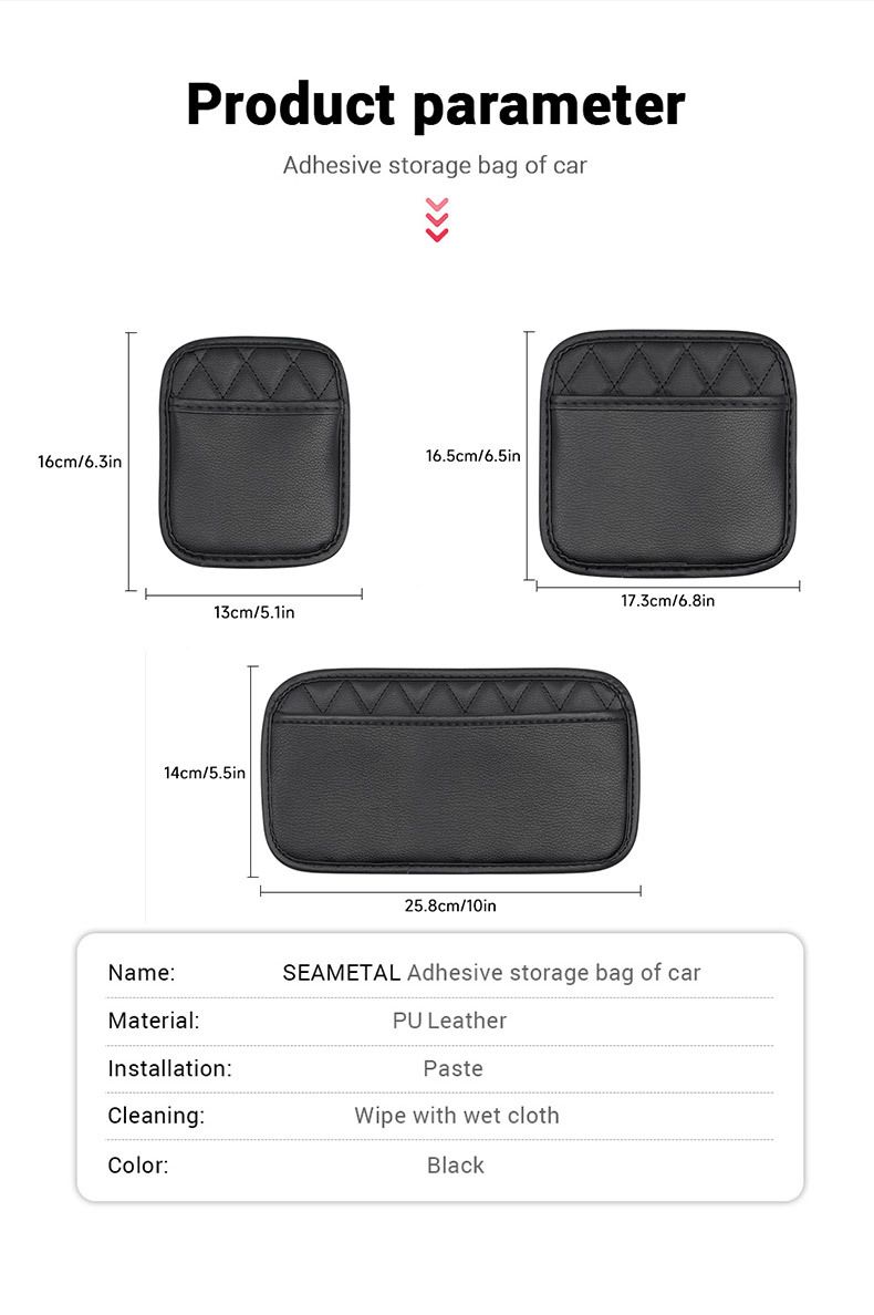 Car Leather Adhesive Hanging Phone Holder Car-mounted Creative Multifunctional Storage Box Trash Bag_voghion.com