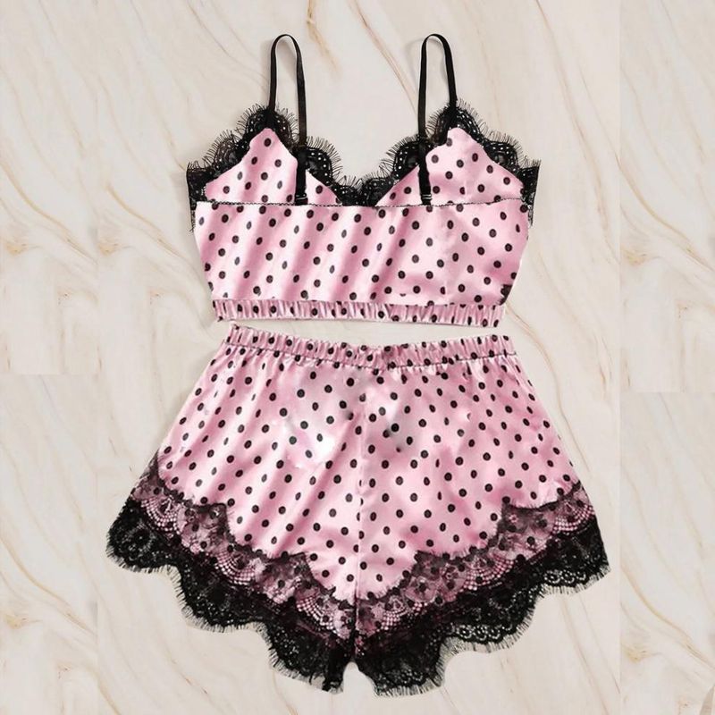 Zomer ijs zijden pyjama dames kant sexy jarretelles pyjama zijden huiskleding_voghion.com