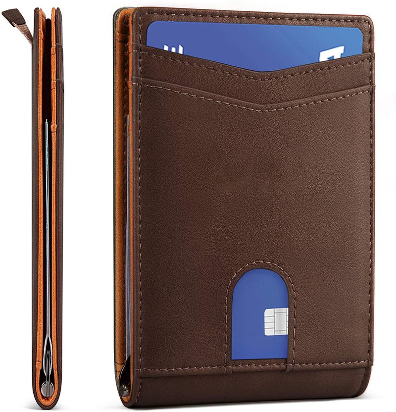 Kartenetui innen und außen aus reinem Leder, Diebstahlschutz mit RFID-Schutz, Dollar-Etui, Herren-Kartenetui_voghion.com