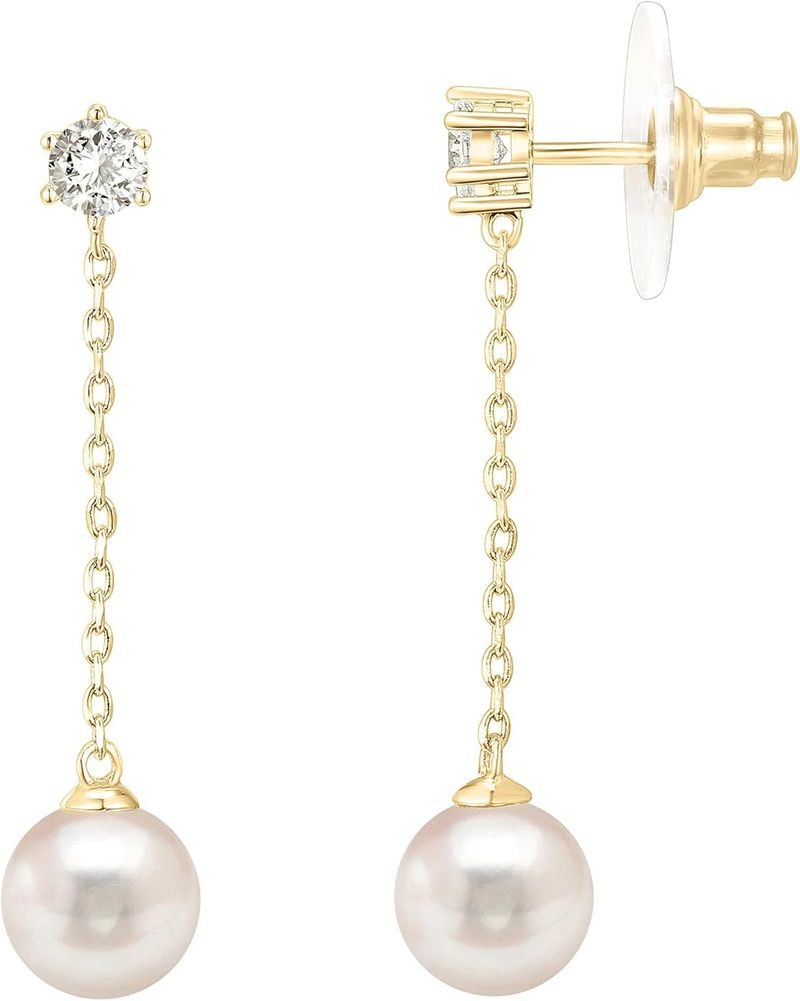 Orecchini pendenti con perle di conchiglia in argento sterling placcato oro 14K PAVOI | Orecchini di perle da sposa per donna_voghion.com