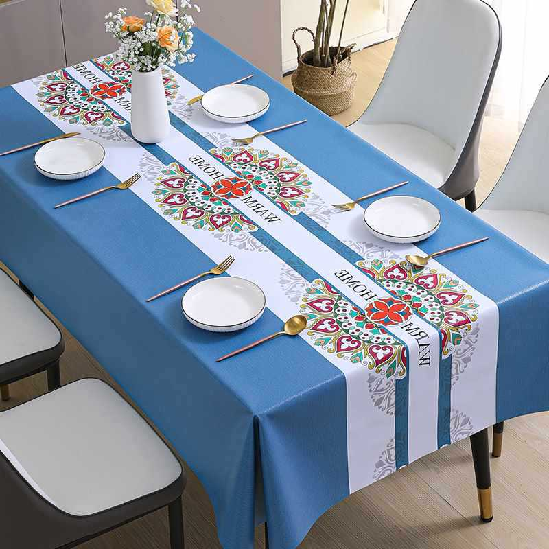 Table cloth waterproof, oil resistant, wash free, and scald resistant, household long dining table cloth, ethnic style tea table cloth, PVC_voghion.com