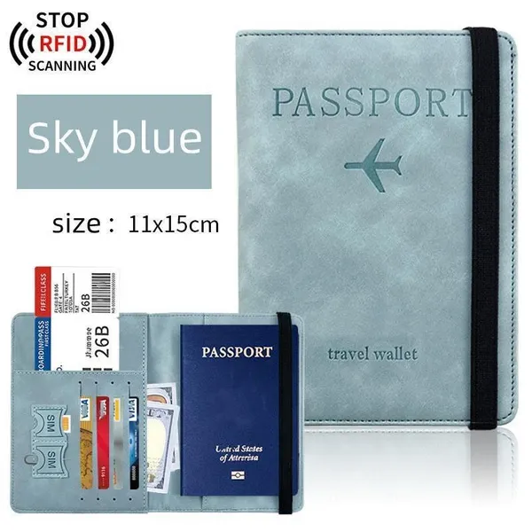 Borsa da viaggio RFID Porta passaporto in pelle PU multifunzione con passaporto Contanti Carta SIM Borsa identificativa Custodia in pelle Portafoglio sottile per passaporto_voghion.com
