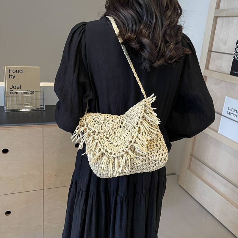 Borsa per le vacanze estive da donna, borsa a tracolla traforata in paglia/rattan, borsa a tracolla in stile bohémien_voghion.com