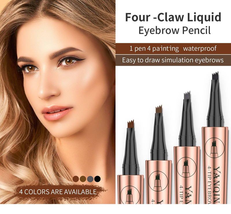 New makeup Yanqi Na four fork liquid eyebrow pencil Waterproof, sweat free and non-caking four claw eyebrow pencil_voghion.com