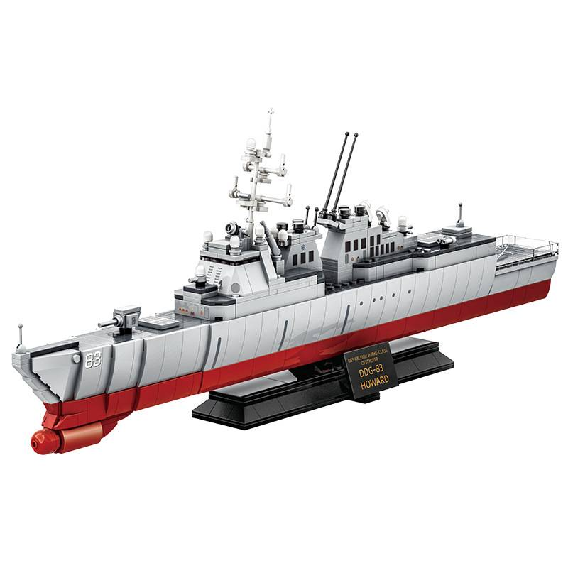 Modelo clásico militar de la Segunda Guerra Mundial Destructor clase Arleigh Burke Colecciona adornos Bloques de construcción Ladrillos Juguetes de Navidad_voghion.com
