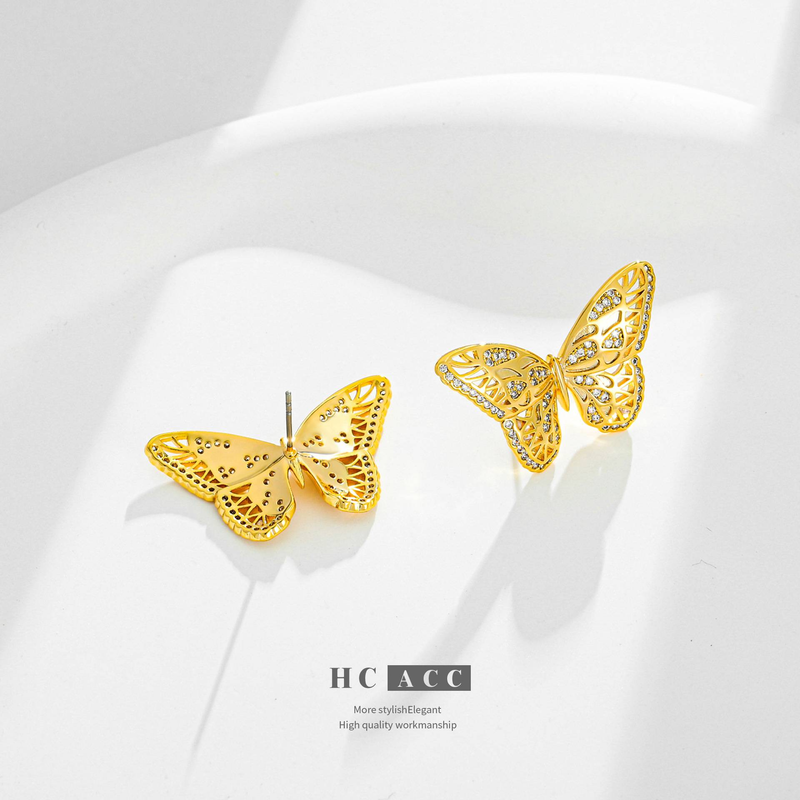 Übertrieben nische design hohl schmetterling ohrringe intarsien mit zirkon licht luxus high-end-frauen ohrring zubehör_voghion.com