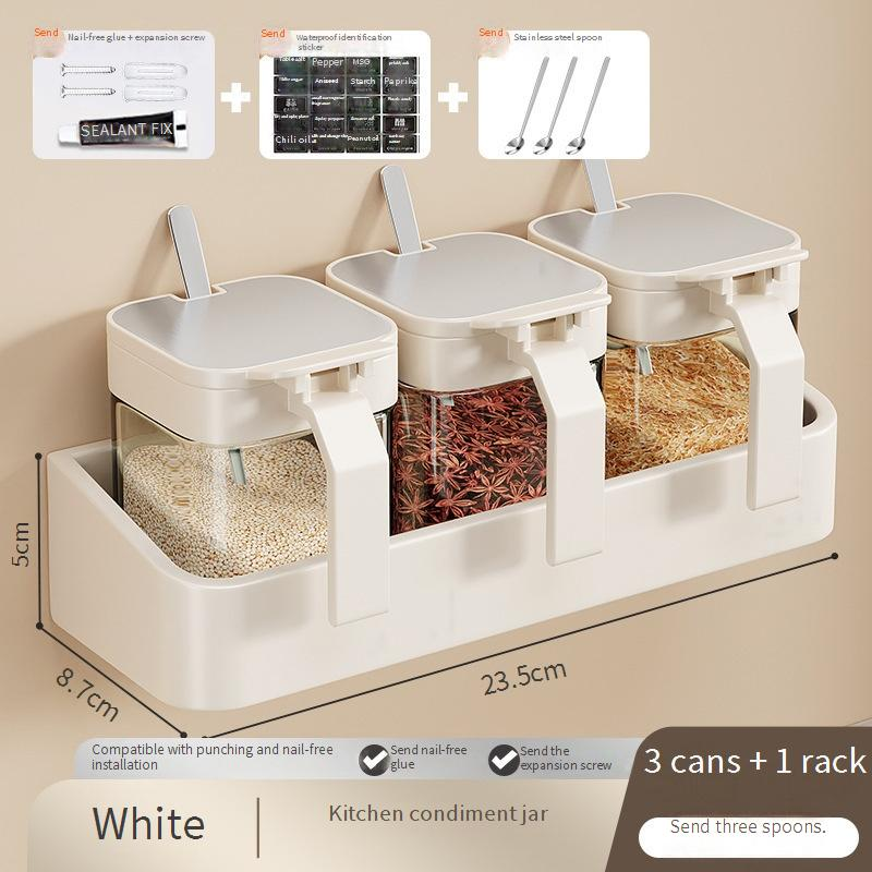 kichen Storage Set Box Rack Combination Set Seasoning Jar Bottle Storage Rack Home Kitchen Wall Hanging Salt Jar Sealed_voghion.com
