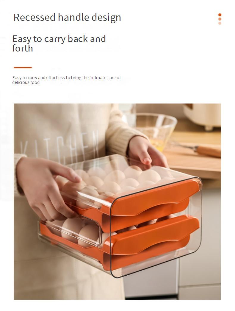 Contenitore per uova estraibile a 2 livelli - Organizer trasparente per frigorifero per animali domestici a 32 scomparti (protezione della freschezza dei vassoi per uova impilabili)_voghion.com