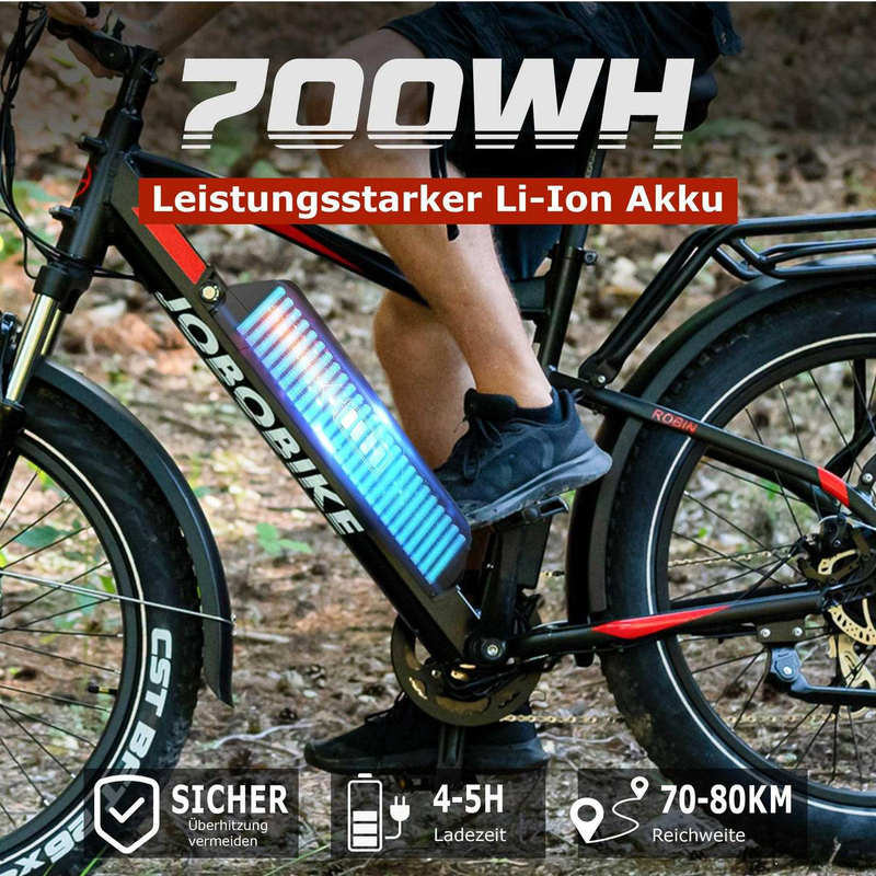 JOBOBIKE Robin 26'' Elektrofahrrad für Erwachsene 250W Bafang Motor 48V13AH_voghion.com