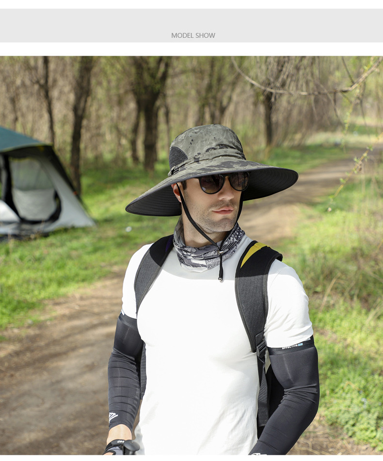 12CM Sun Protection Hat For Men To Cover Their Face Insect And Sand Proof Outdoor Hiking Large Brim Sun Protection Fisherman Hat For Women_voghion.com