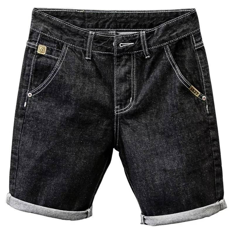 Pantaloncini estivi in denim elasticizzato da uomo, con cucitura interna di 5 pollici, vestibilità dritta, casual e leggera._voghion.com