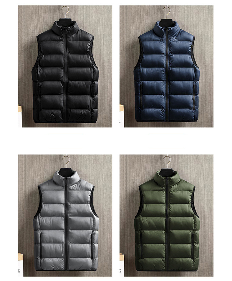 Herrenbekleidung Daunenweste aus Baumwolle Winter Dicke warme Jacke Herren Einfarbig Stehkragen Lässige Baumwollweste Weste Tops Herren_voghion.com