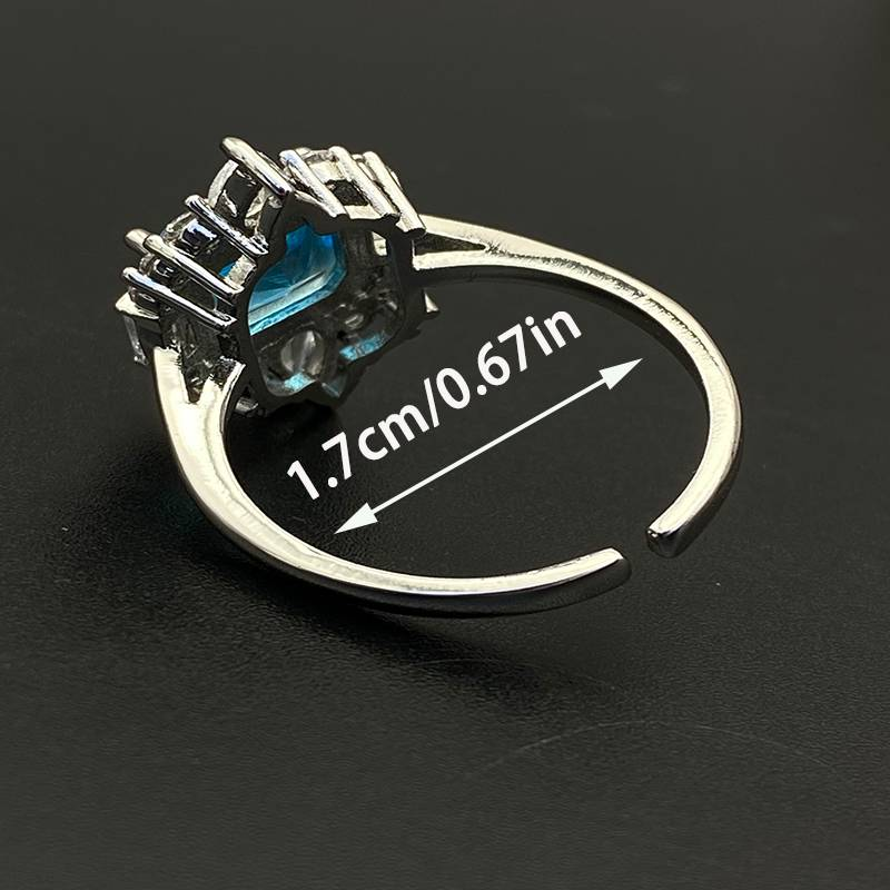 1 Bague Ouverte Femme Irrégulière Argent Bleu_voghion.com