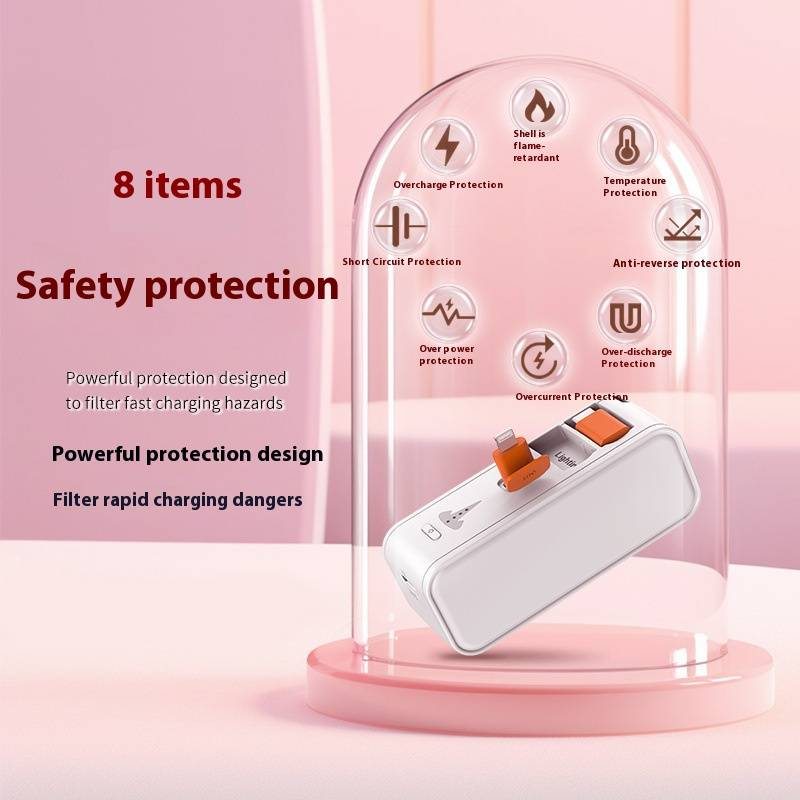 SEDALUO Mini Capsule Power Bank 5000mAh With Built-in Cable, Portable Fast Charging External Battery For IPhone & Android_voghion.com