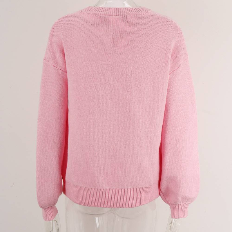 Maglione lavorato a maglia da donna con fiocco - Maglione casual a maniche lunghe a coste morbido per donna (S-4XL)_voghion.com