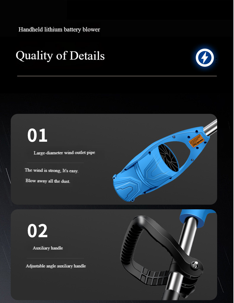 20V Cordless Leaf Blower & Snow Blower, 2-in-1 High-Power Garden Blower With Foldable Design, Rechargeable Lithium Battery For Outdoor Cleaning_voghion.com