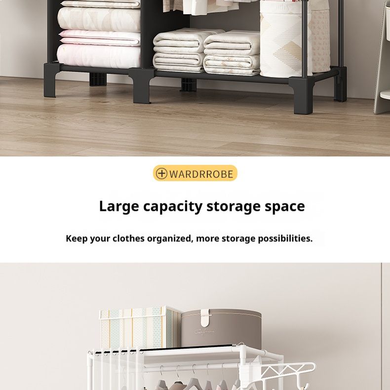 Portable Wardrobe Closet With Dust Cover – Freestanding Closet Organizer With Shelves, Easy Assembly, Modern Design For Home & Dorm_voghion.com