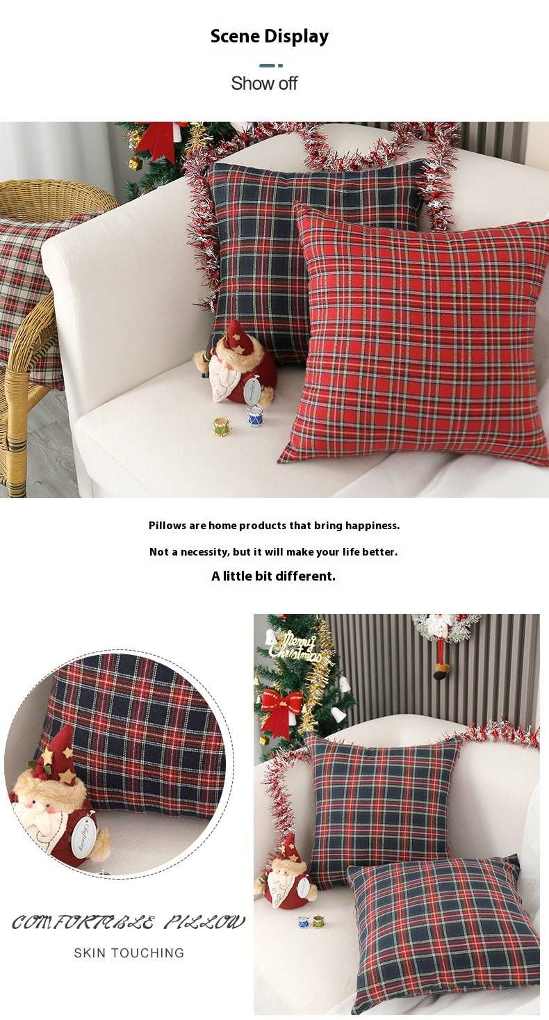 Modern Plaid Cushion Cover - Polyester Decorative Pillow Case For Sofa, Bed, Car (Multiple Sizes & Colors)_voghion.com