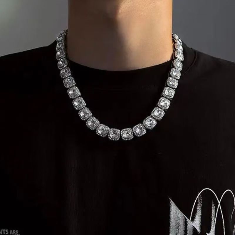 Gioielli Hip Hop con catena a maglie cubane per uomo e donna, collana con catena cubana con diamanti ghiacciati, gioielli Hip Hop in acciaio inossidabile_voghion.com