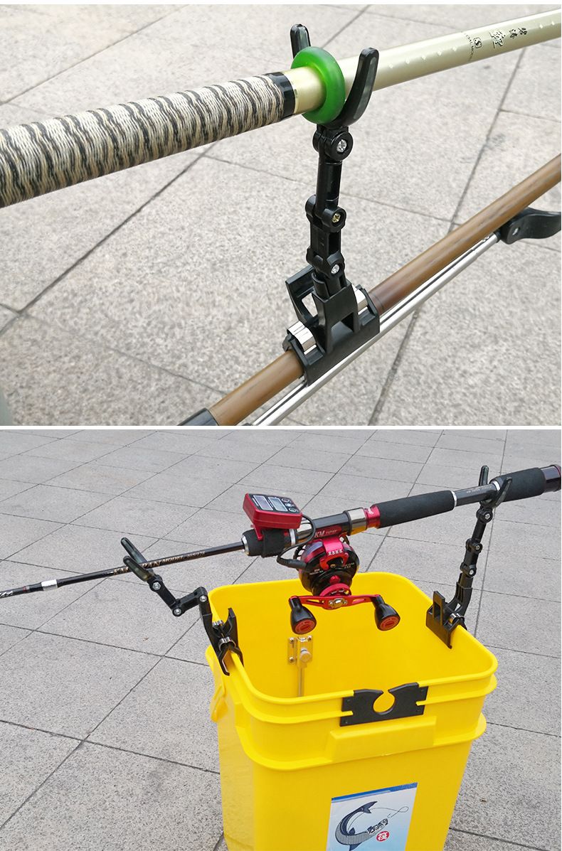 Fisherman's Treasure 360° drehbarer Angelrutenhalter – Faltbare Klemme aus Kohlefaser für Brücken-/Kajakangeln mit Doppelhaken (vorne und hinten)_voghion.com