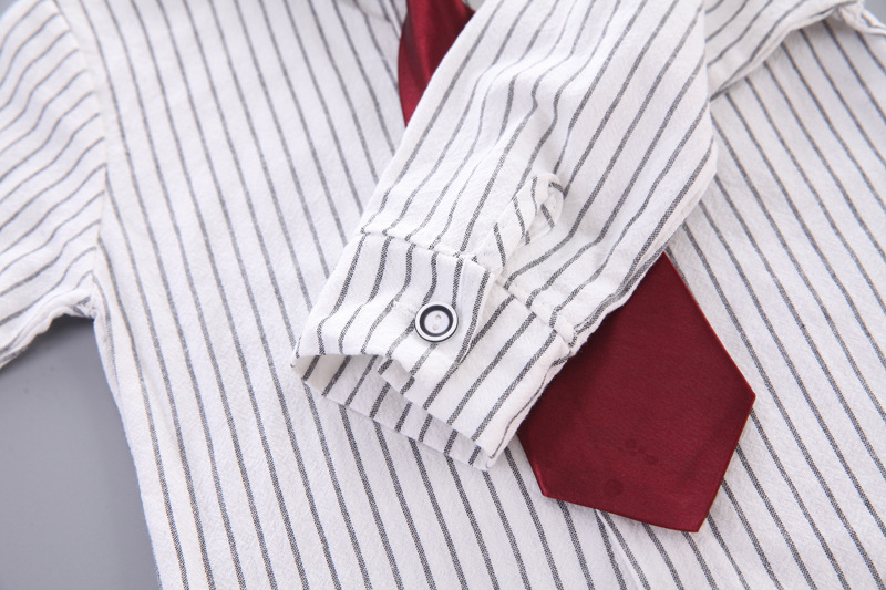 Barnkläder Barnkostym röd knytskjorta vardagsbyxor fyrdelad herrkostym pojkar_voghion.com