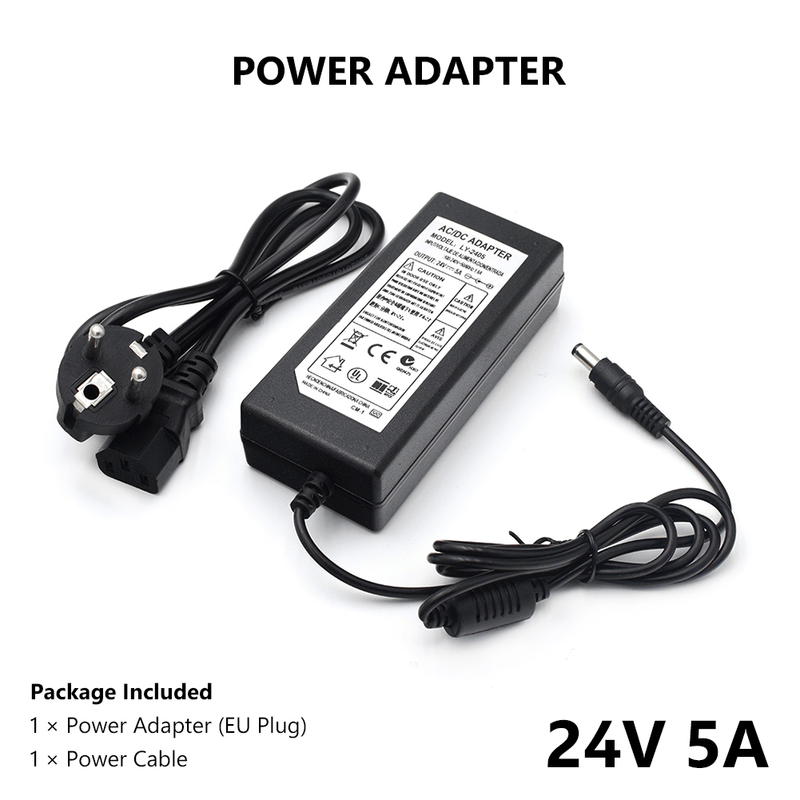 DC 24V 5A US/EU/UK/AU Plug Charger Universal AC100-240V To DC 24V 5A Power Supply Adapter Converter Module Stable High Power_voghion.com
