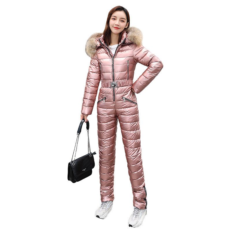 2025 Winter Fur Collar Elegant Women's Pants Set Fashion Casual Jumpsuit_voghion.com