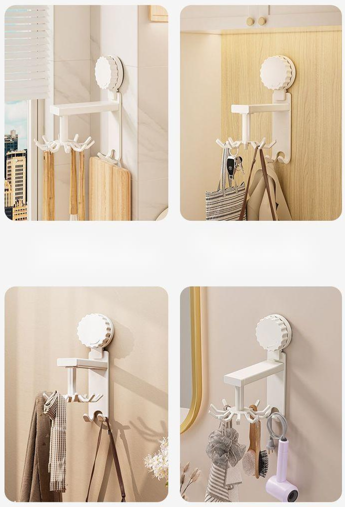 Supporto girevole Mered con ventosa per spatole e cucchiai, da appendere alla parete, organizer per utensili da cucina_voghion.com