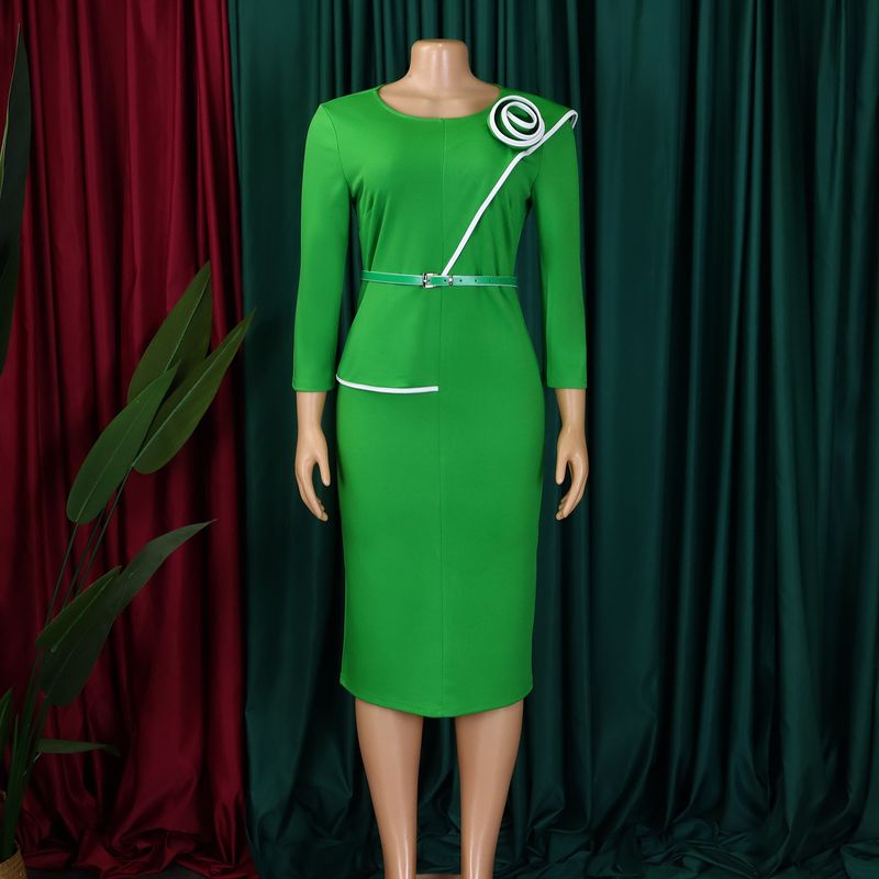 Elegante Kirchenkleider für Frauen 3D-Blumen, edel, bescheiden, Büro, Damen, weiblich, Herbst/Winter, formelle Veranstaltung, Datum, figurbetontes, schlankes Kleid_voghion.com