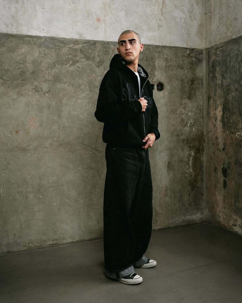 Felpa con cappuccio e zip Y2K Streetwear - Pullover stampato alla moda per uomo e donna - Giacca hip hop retrò oversize - Poliestere leggero (nero/bianco/blu)_voghion.com