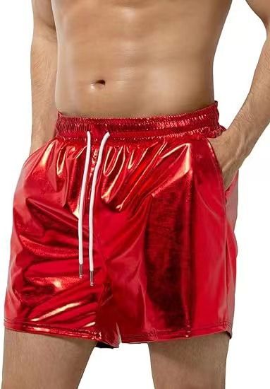 Pantaloncini da spiaggia casual da uomo Premium Products 2025 Silk Chart in pelle brillante tricolore_voghion.com