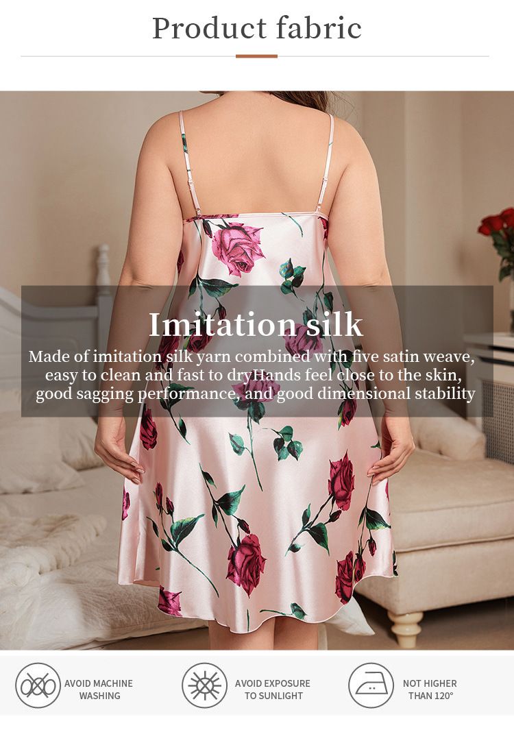 Sommerliches, sexy Nachthemd aus Polyester in Übergröße, modisches Kirschrot, rückenfreies Trägerkleid_voghion.com