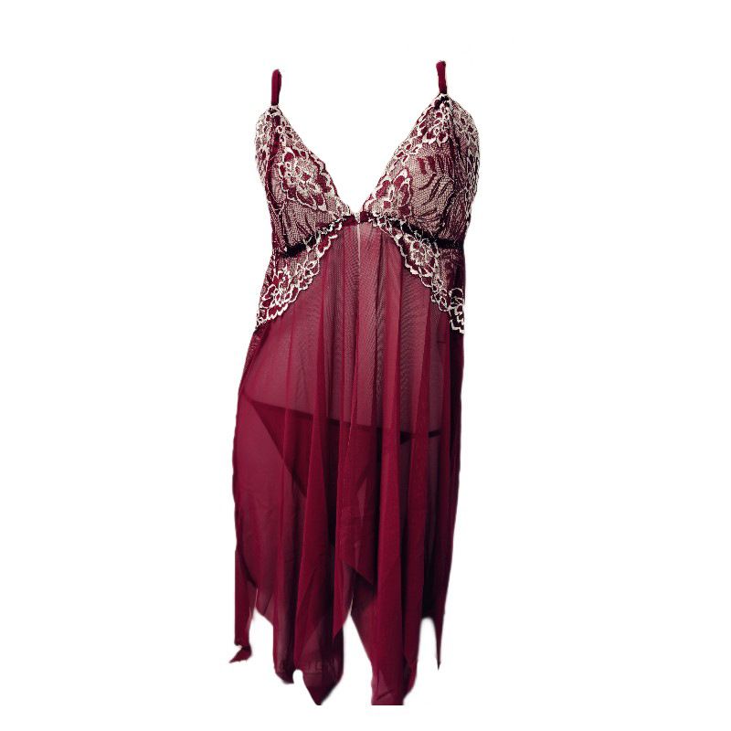Lingerie For Women, Sheer Lace Uniform, Tempting Ladies' Sexy Flirting Nightdress, Plus Size Transparent Nightgown_voghion.com