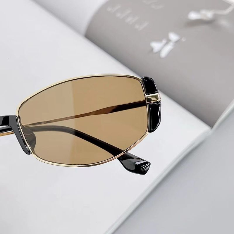 Retro Modern High-end Brown Narrow Frame Small Brown Glasses Women's Round Face Thin Cat Eye Sunglasses_voghion.com