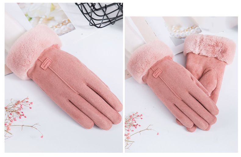 Baumwollhandschuhe weibliche warme verdickte Student süße Touchscreen-Fäustlinge mit Samt_voghion.com