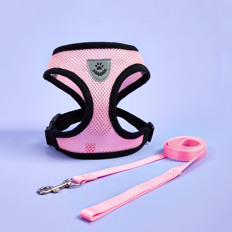 Pet Set Leash Breathable Mesh Dog Harness_voghion.com